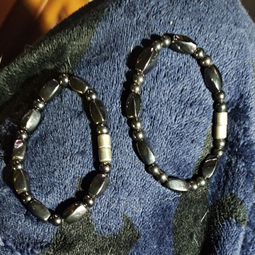 2 Magnetite Stone Beaded Bracelets